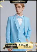 Traje clásico azul claro de 3 piezas, elegante y ajustado para hombre