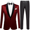 Men's Classic Velvet Closure Collar BurgundyTuxedo