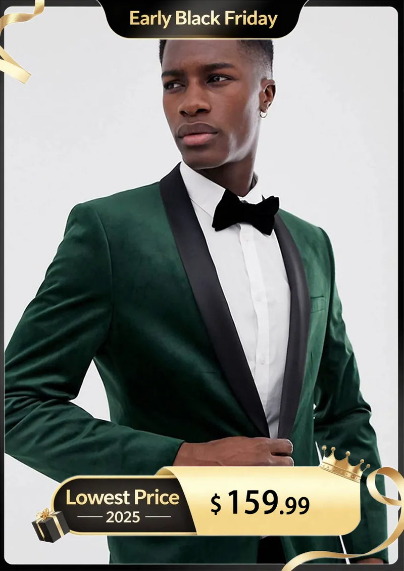 Men's Emerald Green Tuxedo Luxurious Velvet