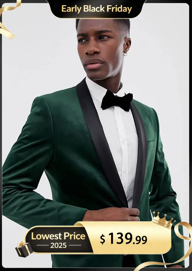 Smoking homme vert émeraude en velours luxueux