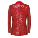red sequin geometric mosaic tuxedo