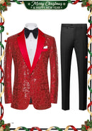 red sequin geometric mosaic tuxedo
