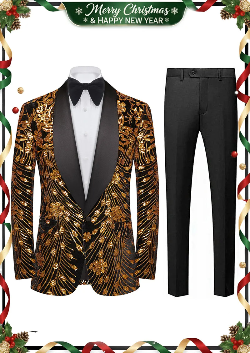 Chaqueta de lentejuelas para hombre con estrellas fugaces doradas