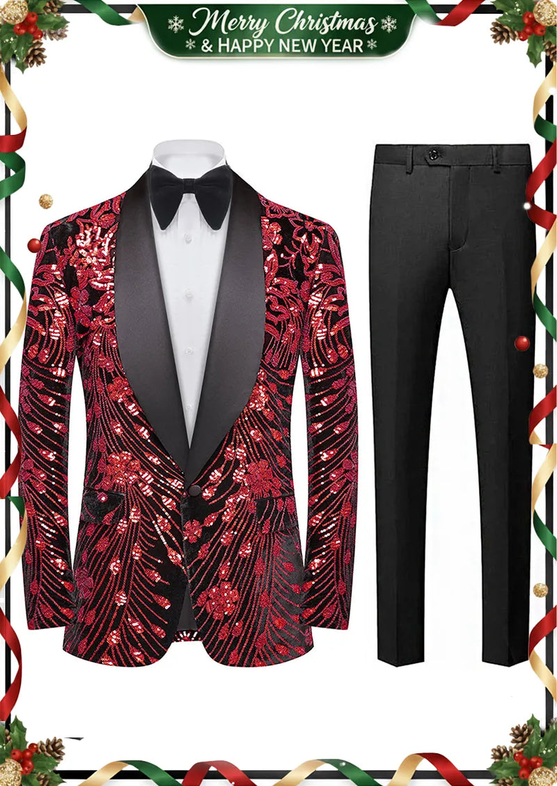 Chaqueta de lentejuelas para hombre con estrellas fugaces rojas
