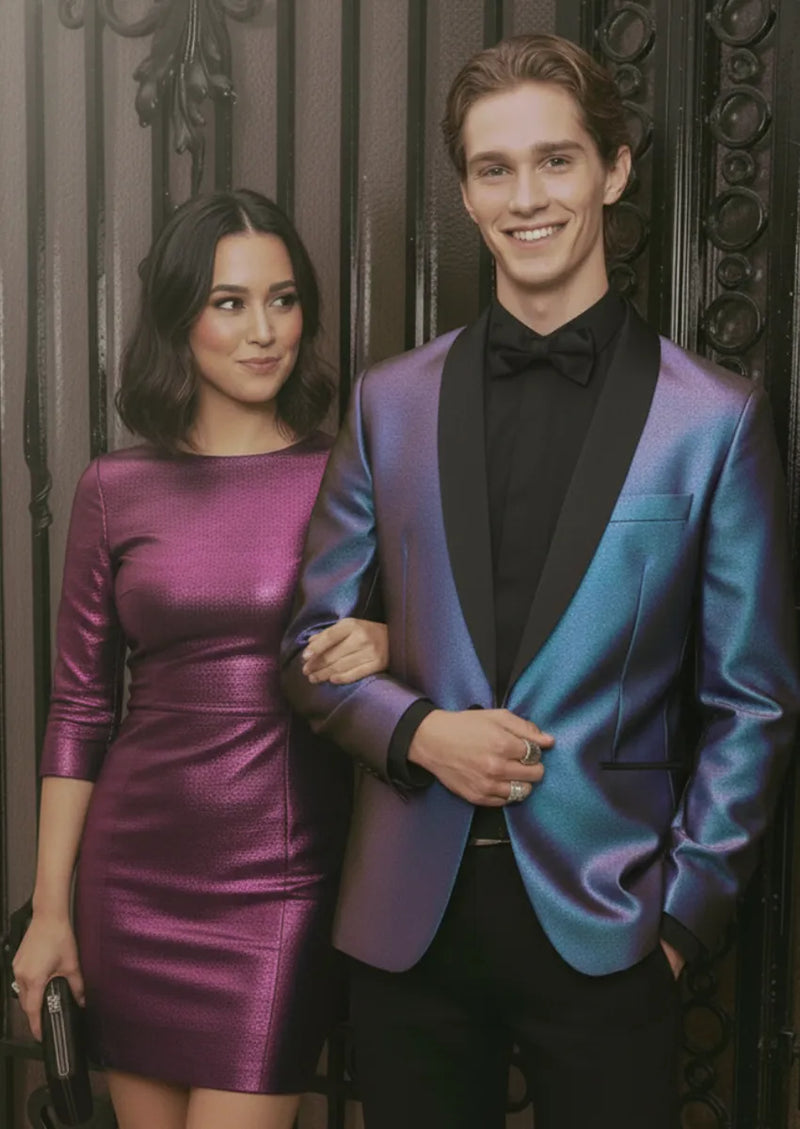 Men's 2-Piece Flashy Tuxedo with Purple and Blue Gradient Flash