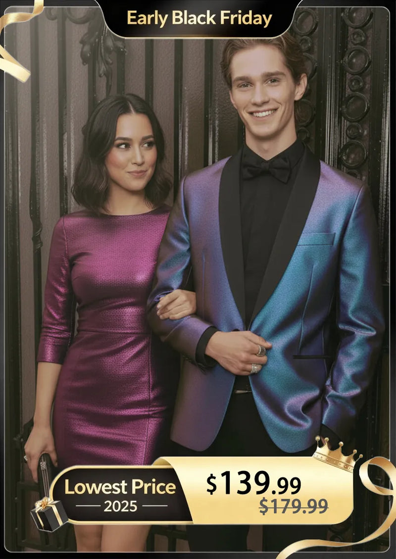 Men's 2-Piece Flashy Tuxedo with Purple and Blue Gradient Flash