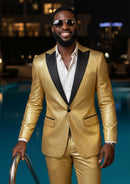 Men's 2-Piece One Button Sparkling Gold Tuxedo