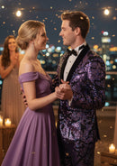 Purple sequin prom suit