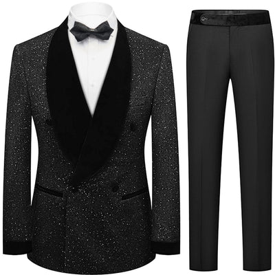 Men's 2-Piece Starry Black Smoking Suit