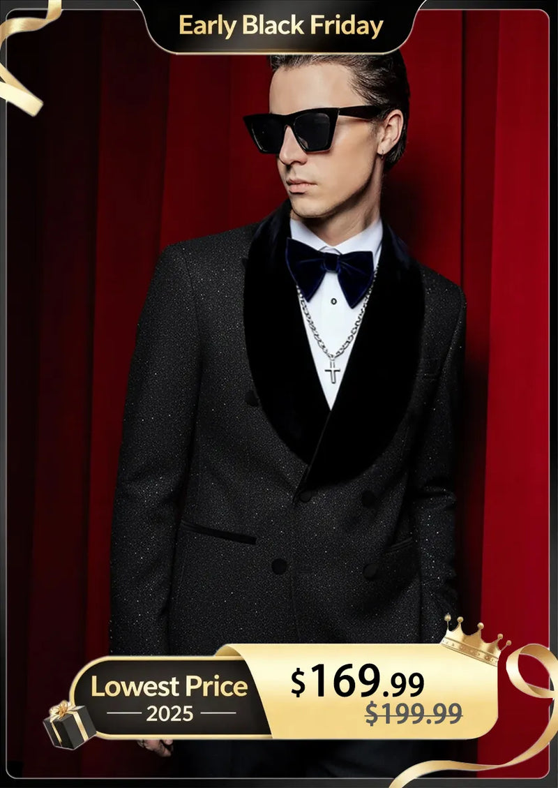Men's 2-Piece Starry Black Smoking Tuxedo