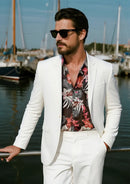 Costume de mariage blanc uni 3 pièces pour homme, un bouton