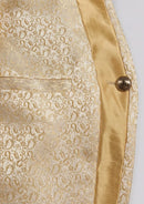 Beige suit with vest and pants on a mannequin against a white background