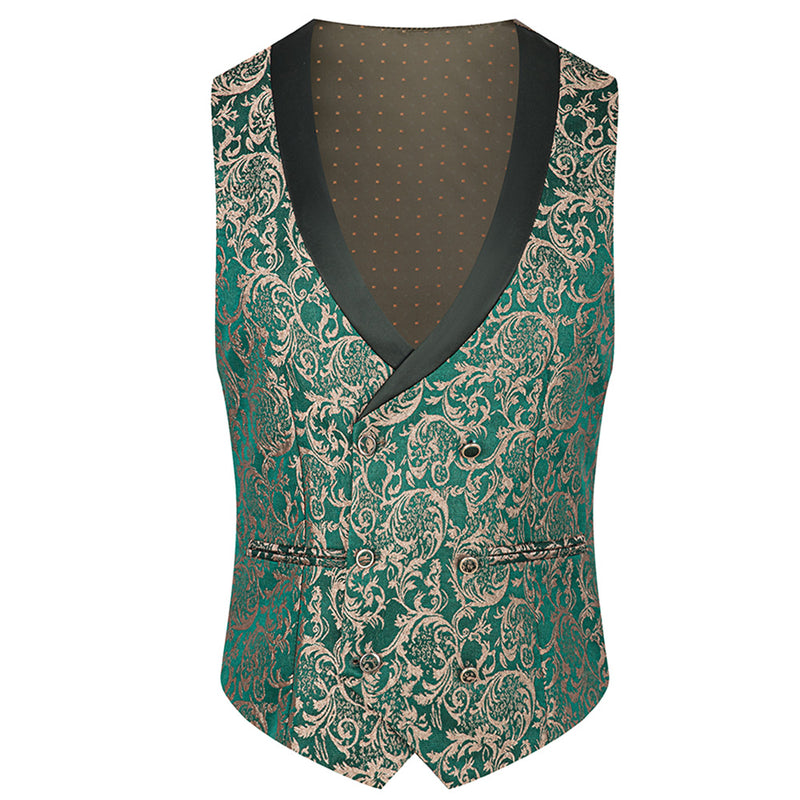 Tuxedo Action Men's 3-Piece Vintage Style Gold Damask Jacquard Green Suit, Green / 1*Top-Clothes + 1*Vest + 1*Pants / 36R Tuxedo Action Men's 3-Piece Vintage Style Gold Damask Jacquard Green Suit, Green / 1*Top-Clothes + 1*Vest + 1*Pants / 36R