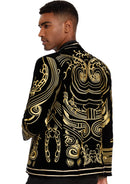 Smoking en velours noir et doré pour homme, style élégant et luxueux
