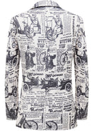 newspaper black and white tuxedo back