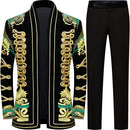 Men's Gold Aigillette Decorated with Luxury Black Embroidered Tuxedo