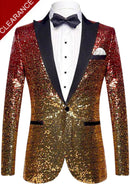 Smoking homme dégradé rouge scintillant et doré