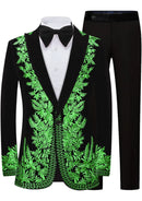 Green Embroidery Black Velvet Tuxedo