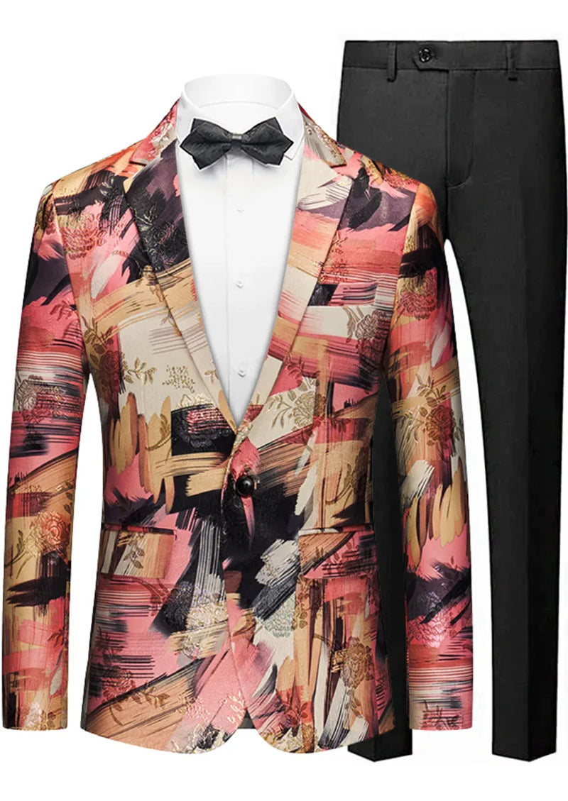 Costume homme à revers crantés, style graffiti