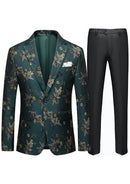 green jacquard tuxedo with embroidery
