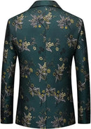 green jacquard tuxedo with embroidery back