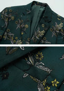 green jacquard tuxedo with embroidery details