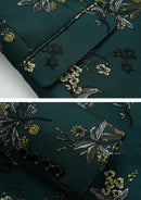 green jacquard tuxedo with embroidery details