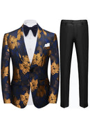 Gold and Blue Floral Tuxedo