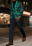 Men's One-Button Emerald Green Sequin Tuxedo1