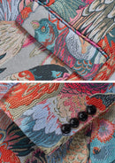 Veste homme en jacquard multicolore à un bouton motif paon
