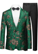 Veste homme coupe slim à un bouton en jacquard floral vert