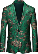Veste homme coupe slim à un bouton en jacquard floral vert