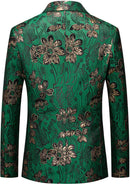 Veste homme coupe slim à un bouton en jacquard floral vert