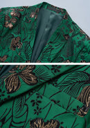 Veste homme coupe slim à un bouton en jacquard floral vert