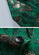 Veste homme coupe slim à un bouton en jacquard floral vert