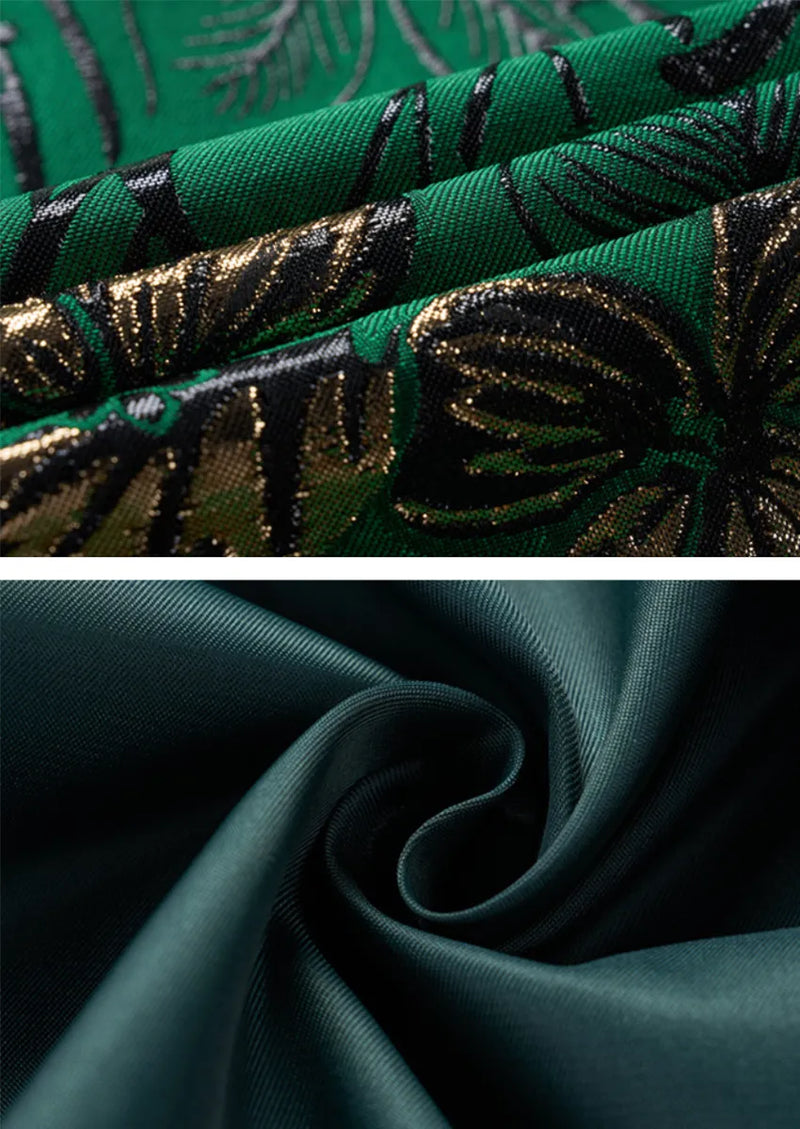 Veste homme coupe slim à un bouton en jacquard floral vert