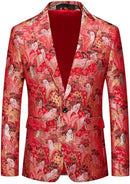 Men's One-Button Slim Fit Japanese Maid Pattern Red Blazer