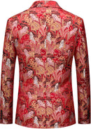 Men's One-Button Slim Fit Japanese Maid Pattern Red Blazer