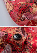 Men's One-Button Slim Fit Japanese Maid Pattern Red Blazer