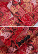 Men's One-Button Slim Fit Japanese Maid Pattern Red Blazer