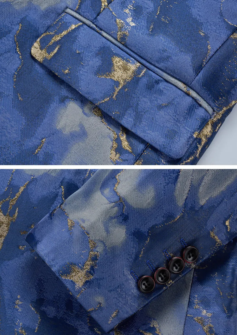 Chaqueta azul moderna de corte entallado con un botón para hombre