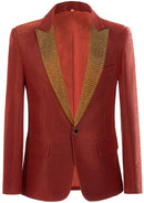 Men’s One-Button Slim Fit Sequin Red Tuxedo