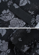 Men's One-Button Slim Fit Silver Jacquard Black Jacket