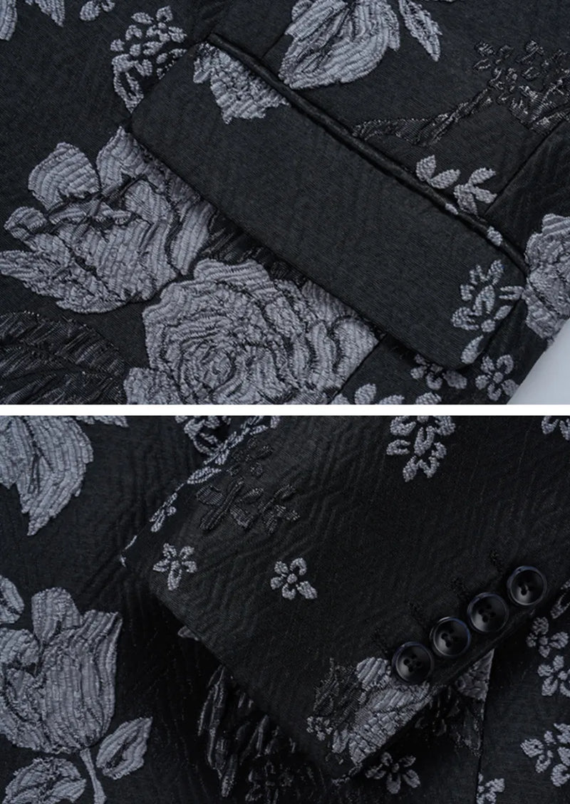 Veste homme coupe slim à un bouton en jacquard argenté noir