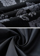 Men's One-Button Slim Fit Silver Jacquard Black Jacket