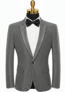 Men’s One-Button Slim Fit  Sequin Silver Tuxedo