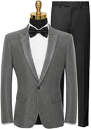Men’s One-Button Slim Fit  Sequin Silver Tuxedo