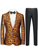 Orange Plume Black Tuxedo Jacket