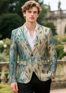 peacock plume jacquard blazer