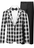 Men's Plaid Slim Fit Black and White Check Suit
